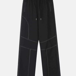 dynamic splicing zip pants   youthful streetwear appeal 3881