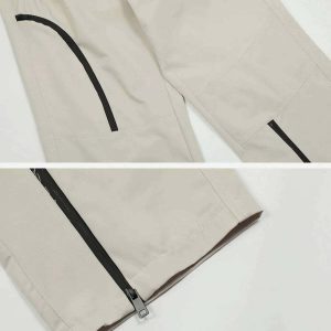 dynamic splicing zip pants   youthful streetwear appeal 8802