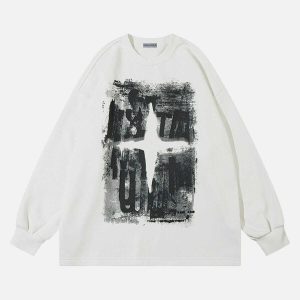 dynamic star print sweatshirt   urban & youthful style 8482