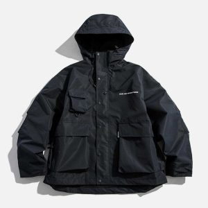 dynamic stereoscopic pocket hooded coat winter chic 2258