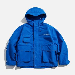 dynamic stereoscopic pocket hooded coat winter chic 4756