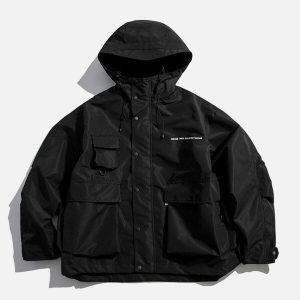 dynamic stereoscopic pocket hooded coat winter chic 5922