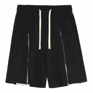 dynamic stitching split shorts youthful streetwear appeal 8973