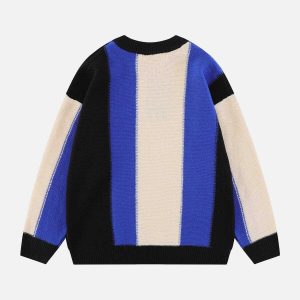 dynamic stripe clash sweater colorful & edgy appeal 2190