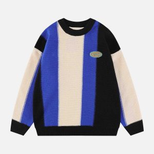 dynamic stripe clash sweater colorful & edgy appeal 4128