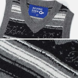 dynamic stripe jacquard sweater vest 6658