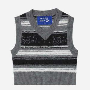 dynamic stripe jacquard sweater vest 7759