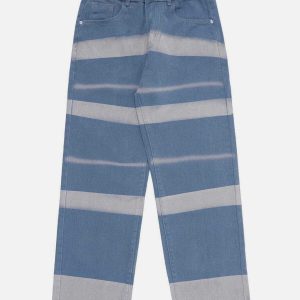 dynamic stripe spliced jeans   urban & youthful style 2791