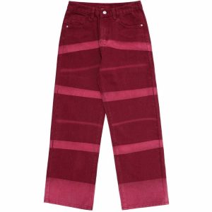 dynamic stripe spliced jeans   urban & youthful style 3492
