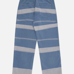dynamic stripe spliced jeans   urban & youthful style 6941