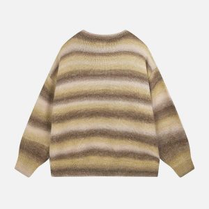 dynamic striped gradient sweater   youthful urban appeal 2219