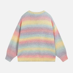 dynamic striped gradient sweater   youthful urban appeal 3864