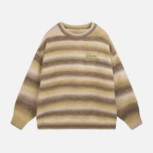 dynamic striped gradient sweater   youthful urban appeal 8043