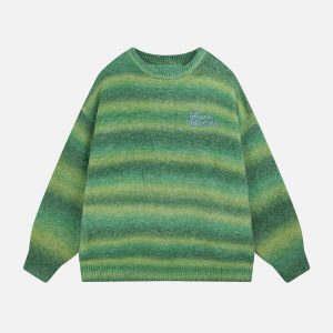 dynamic striped gradient sweater   youthful urban appeal 8570
