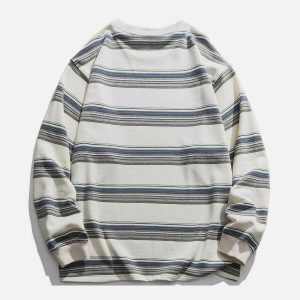 dynamic striped panel sweatshirt   simple yet trendy 7150