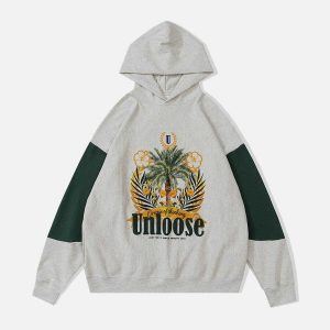 dynamic unloose print spliced hoodie   streetwear icon 1539