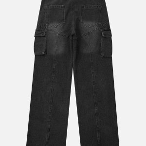 dynamic waterwashed splicing jeans   y2k streetwear revival 2477