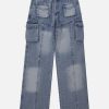 dynamic waterwashed splicing jeans   y2k streetwear revival 3647