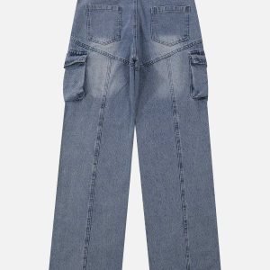 dynamic waterwashed splicing jeans   y2k streetwear revival 4727