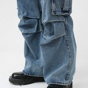 dynamic wrinkle cargo jeans multi pocket urban fit 3600