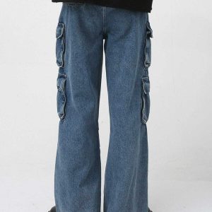 dynamic wrinkle cargo jeans multi pocket urban fit 4369