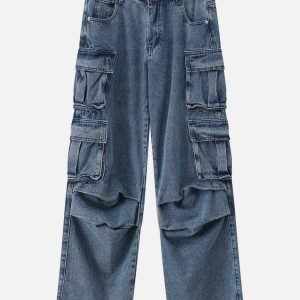 dynamic wrinkle cargo jeans multi pocket urban fit 4456