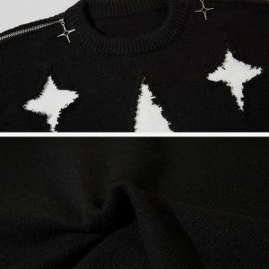 dynamic zipper cross sweater   urban & edgy design 5373
