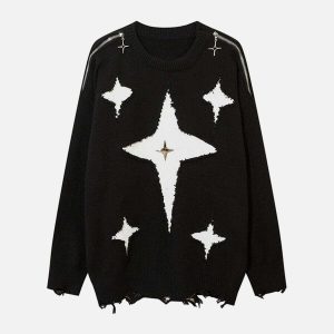 dynamic zipper cross sweater   urban & edgy design 6614