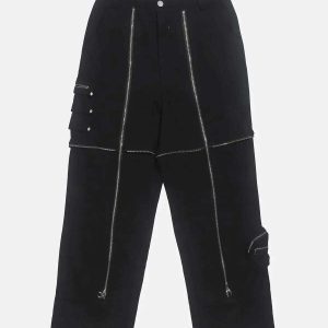 dynamic zipper loose pants youthful & sleek streetwear 2730