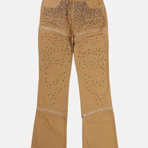 dynamic zipup drill pants   sleek & youthful streetwear 3011