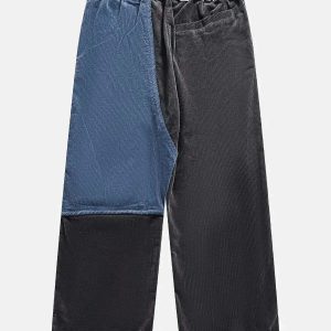 eclectic patchwork corduroy pants wideleg & youthful style 1000