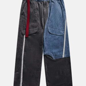 eclectic patchwork corduroy pants wideleg & youthful style 5509