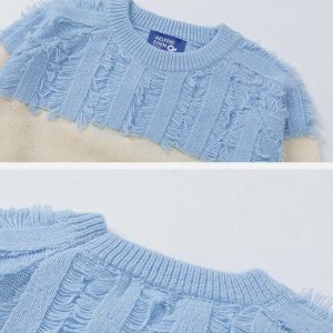 eclectic patchwork fringe sweater   youthful urban chic 3696
