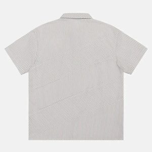 eclectic patchwork stripes shirt   oblique design & youthful 2482