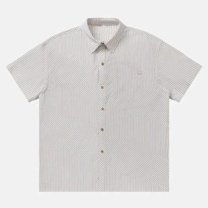eclectic patchwork stripes shirt   oblique design & youthful 4321