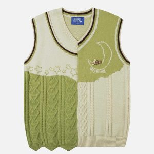 eclectic patchwork sweater vest   youthful urban appeal 7878
