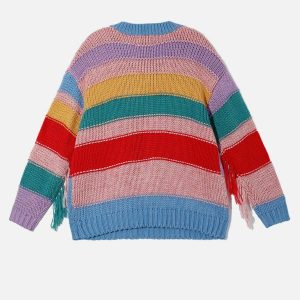 eclectic patchwork wool sweater   vibrant & youthful style 7875
