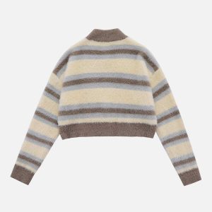 eclectic stripe patchwork sweater   youthful urban trend 5844
