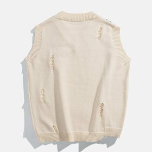 edgy bandage hole vest sweater youthful streetwear icon 1829