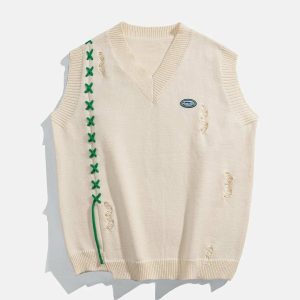 edgy bandage hole vest sweater youthful streetwear icon 2214