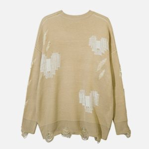 edgy broken heart cutout sweater youthful & chic design 1090