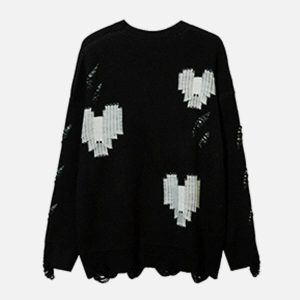 edgy broken heart cutout sweater youthful & chic design 2664