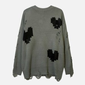 edgy broken heart cutout sweater youthful & chic design 3742