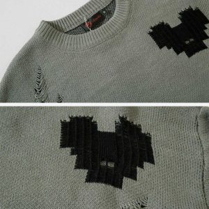 edgy broken heart cutout sweater youthful & chic design 3793