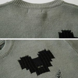edgy broken heart cutout sweater youthful & chic design 6825