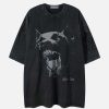 edgy cerberus graphic tee washed look youthful style 5186