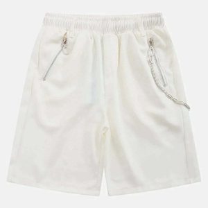 edgy chain zipup shorts   sleek design meets streetwear 6392