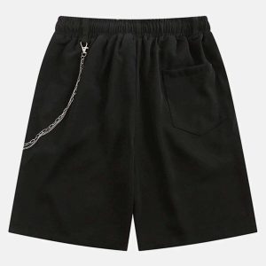edgy chain zipup shorts   sleek design meets streetwear 6628