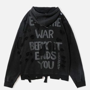 edgy city of love hoodie with distressed detailing 1189