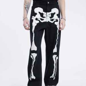 edgy city of love skeleton jeans urban chic aesthetic 2017